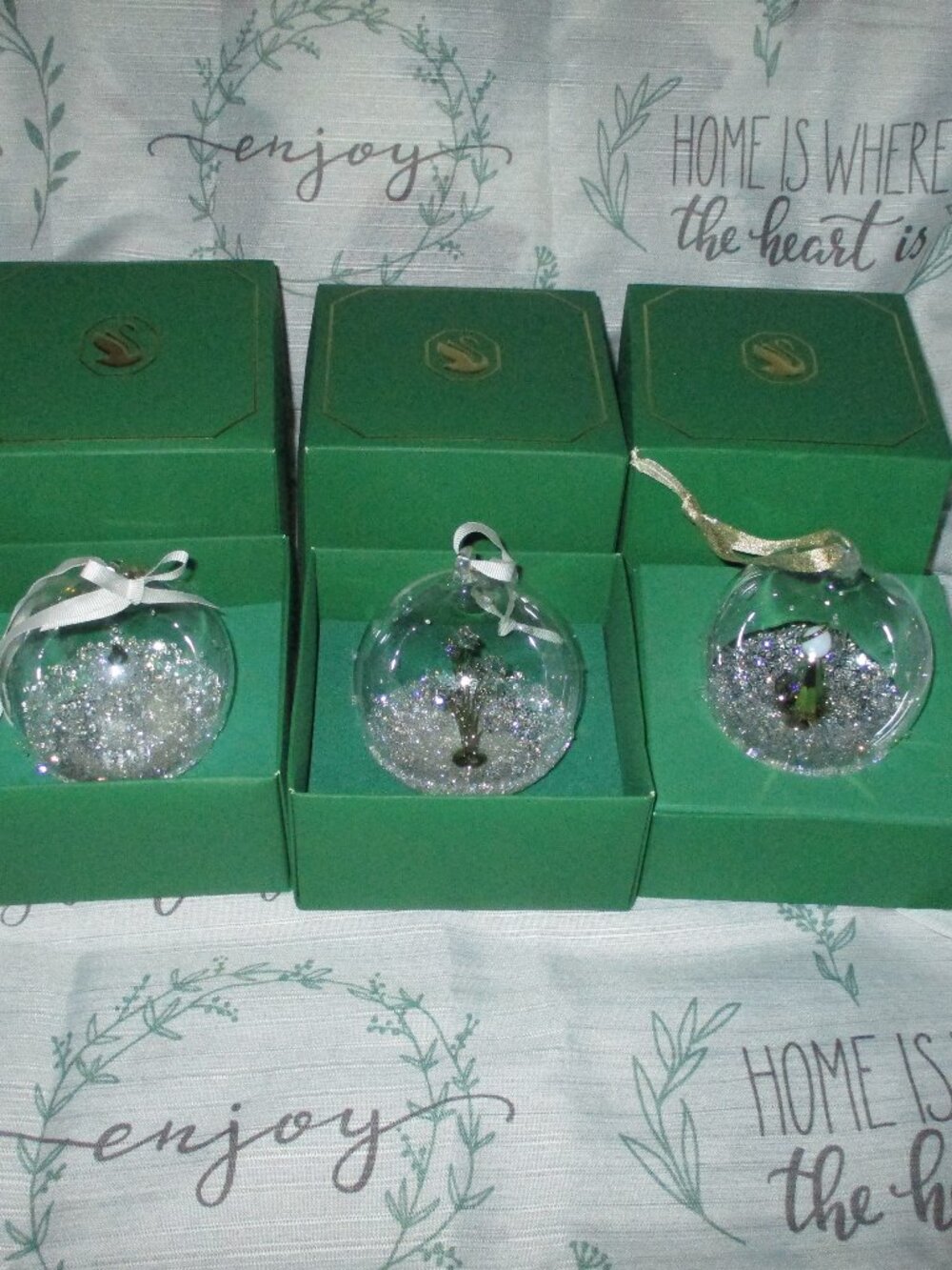 3 Swarovski Crystal Annual Christmas  Ball Ornaments  2022 -2023-2024 in box